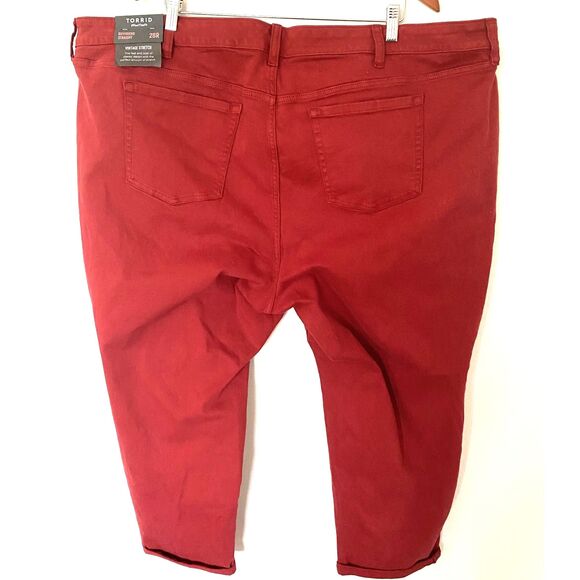 NWT Torrid Boyfriend Straight Vintage Stretch Mid Rise Denim Jeans Red Sz 28R - Picture 3 of 13